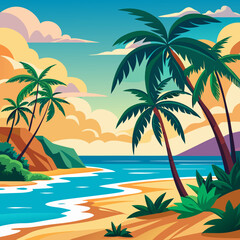 Fototapeta premium palm trees on the beach