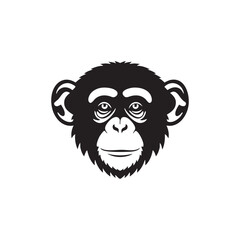 Obraz premium Stylized chimpanzee face silhouette isolated on white background