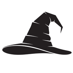 Silhouette of a classic witch hat for Halloween design, vector illustration