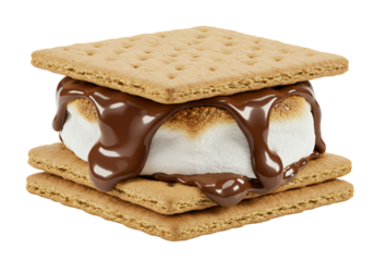 A perfectly assembled s'more, white background isolated