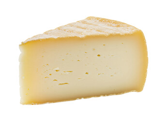A single wedge of cheese, white background isolated