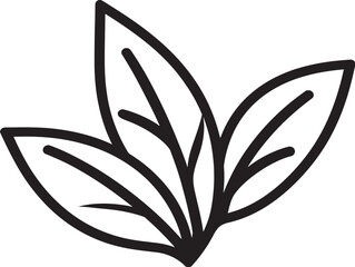 Natural Aromatherapy Leaf Symbol in Soft Outline