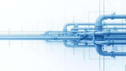 Industrial Pipeline System Design with Reflective Surfaces and Geometric Elements