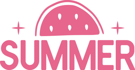 Summer typography clip art design on plain white transparent isolated background for sign, decal, card, shirt, hoodie, sweatshirt, apparel, tag, mug, icon, poster or badge