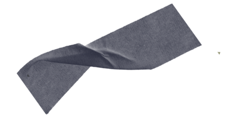 A dark blue irregular shape with pixelated edges on a black background in a simple composition