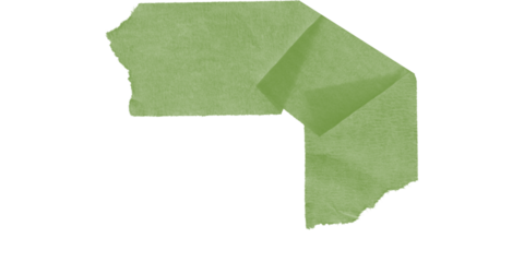 A solid olive green shape with irregular edges set against a stark black background in a graphic image