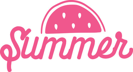 Summer typography clip art design on plain white transparent isolated background for sign, decal, card, shirt, hoodie, sweatshirt, apparel, tag, mug, icon, poster or badge