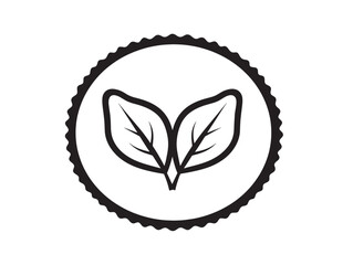 Soft Outline Badge Icon with Two Leaves