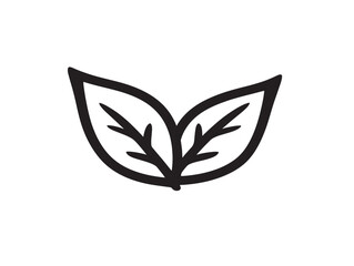 Crisp Two Leaf Badge in Line Art Vector