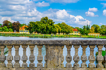 Summer riverside view from the old bridge 