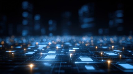 Abstract network grid with files and folders, futuristic software interface, digital document management system, store, search and organize documents, corporate business, paperless office