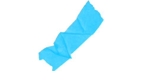A cyan irregular shape with jagged edges on a black background in a simple digital rendering style