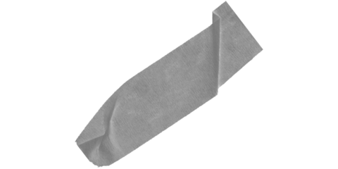 A gray rectangular shape angled on a black background with pixelated edges and simple composition