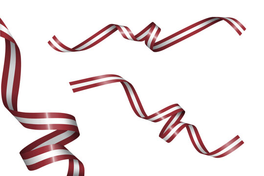 Set of flag ribbon with colors of Latvia for independence day celebration decoration