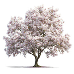 Obraz premium A beautiful magnolia tree in full bloom, with its branches covered in delicate white and pink flowers