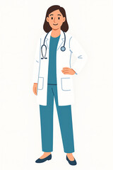 Doctor character vector illustration in modern flat style isolated on white background