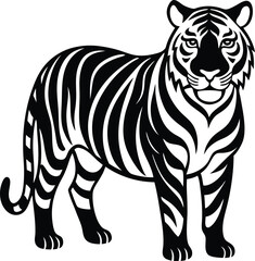 Obraz premium Royal Bengal Tiger Illustration | Bengal Tiger in Jungle Vector | Endangered Wild Cat Artwork | Tiger Face Clipart | Wildlife Animal Graphic | Majestic Big Cat Design