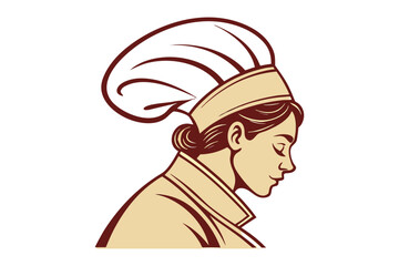 Culinary Devotion: A serene chef in elegant attire, captured in a sophisticated sketch, embodying expertise, focus, and passion for culinary craft.