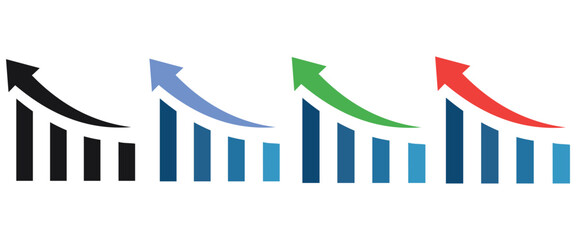  Company Profit Growth and Decline Icons   Performance Indicator and Trend Diagram Vector Set