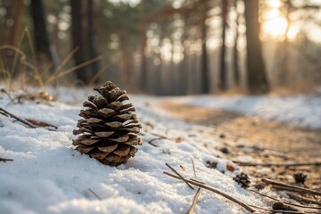 pine cones in snow