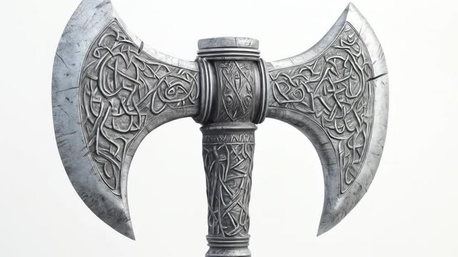 Ornate metal war axe