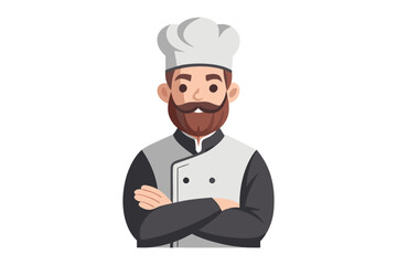 Confident Chef: This illustration captures a skilled culinary artist standing confidently, arms crossed, ready to create delicious culinary experiences. 