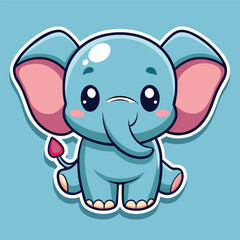 Naklejka premium Cute light blue elephant cartoon graphic
