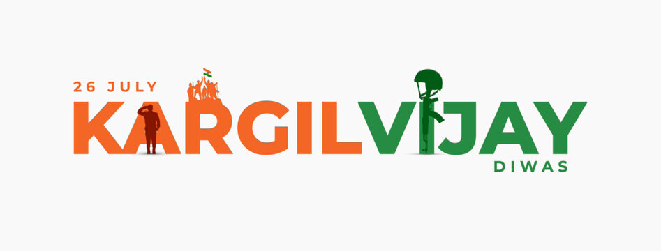 26th July Kargil Vijay Diwas Design Concept With Indian Flag And Army Social Media Post, Web Banner, Print Design