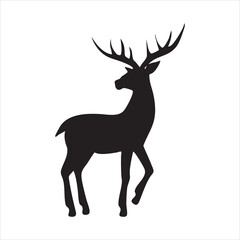 Deer Silhouette in Forest – Wildlife Animal Vector Illustration