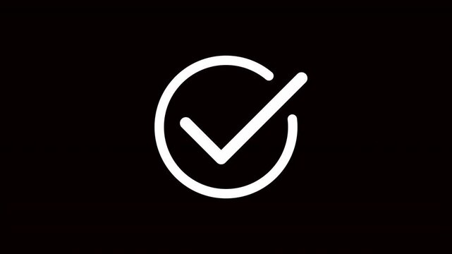 Check mark animation. check mark animation motion. Animated tick mark icon. white color simple approved 4k video.