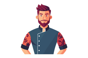 Modern Culinary Art: A contemporary illustration of a skilled chef exuding culinary expertise and personal style, showcasing the fusion of talent and creative expression.