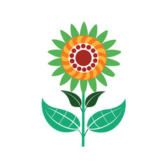 Sunflower isolated on white background bright yellow flower vector illustration