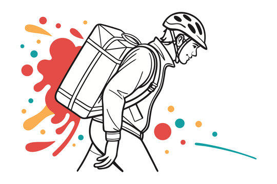 Swift Delivery: A dedicated delivery person navigates the city streets, showcasing the efficiency and commitment to service with an expressive artistic touch. 