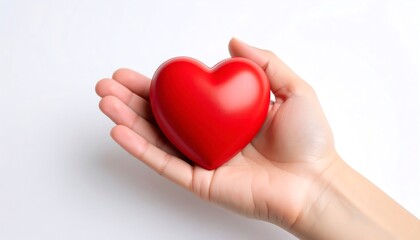 Fototapeta premium Hand holds red heart
