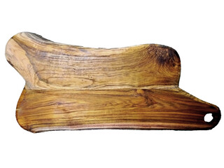 Vintage Teak Cutting Board with Raw Wood Texture – PNG Isolated