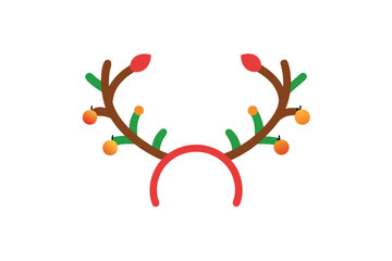Naklejka premium Reindeer antler headband with Christmas lights festive accessory vector art illustration
