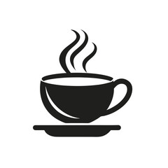 Hot drink cup icon with coffee or tea and steam illustration
