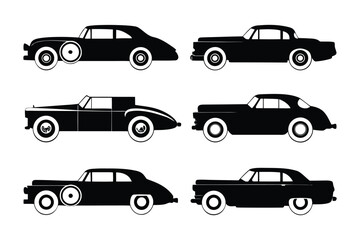 Classic Silhouette Car Collection: A collection of vintage automobiles showcases elegance and historical significance. Each vehicle exudes a sense of timeless charm and the allure of a bygone era.