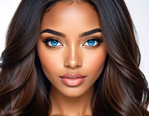 Woman with striking blue eyes
