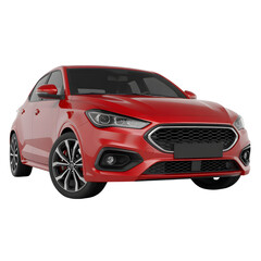 Red car isolated on transparent white background 