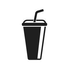 Glass of cola soda drink with straw and ice vector illustration