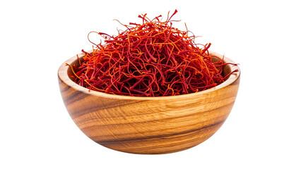 Fototapeta premium Dried Chili Threads in Wooden Bowl Isolated 