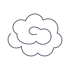 Traditional Asian cloud element, swirl, flourish, line drawing, blue outline, isolated on transparent. Hand drawn vector illustration. Buddhist thangka art. Chinese, Japanese, Korean design, clip art