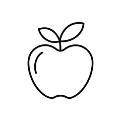 Red apple vector illustration with leaf healthy fresh fruit icon