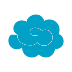 Traditional Asian cloud element, swirl, flourish, line drawing, blue, isolated on transparent. Hand drawn vector illustration. Buddhist thangka art. Chinese, Japanese, Korean design, clip art