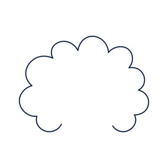 Traditional Asian cloud element, fluffy cap, line drawing, blue outline, isolated on transparent. Hand drawn vector illustration. Buddhist thangka art. Chinese, Japanese, Korean design, clip art