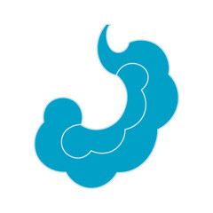 Fototapeta premium Traditional Asian cloud element, swirl, flourish, line drawing, blue, isolated on transparent. Hand drawn vector illustration. Buddhist thangka art. Chinese, Japanese, Korean design, clip art