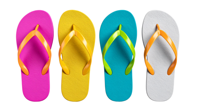 colorful flip flops beach flip flops isolated on transparent background summer beach flops editing element