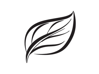 Eco Leaf Symbol in Minimal Line Art Design