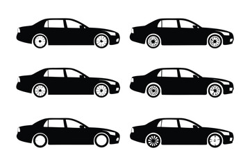 Streamlined Fleet: A collection of sleek, black sedans displayed in a grid, perfect for showcasing automotive elegance and design.